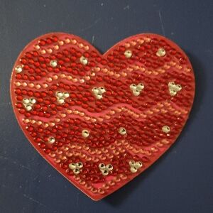 3/$10 Handmade Red Silver And Pink Heart Magnet